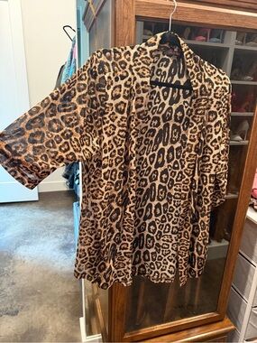 Leopard Print Open Front Kimono